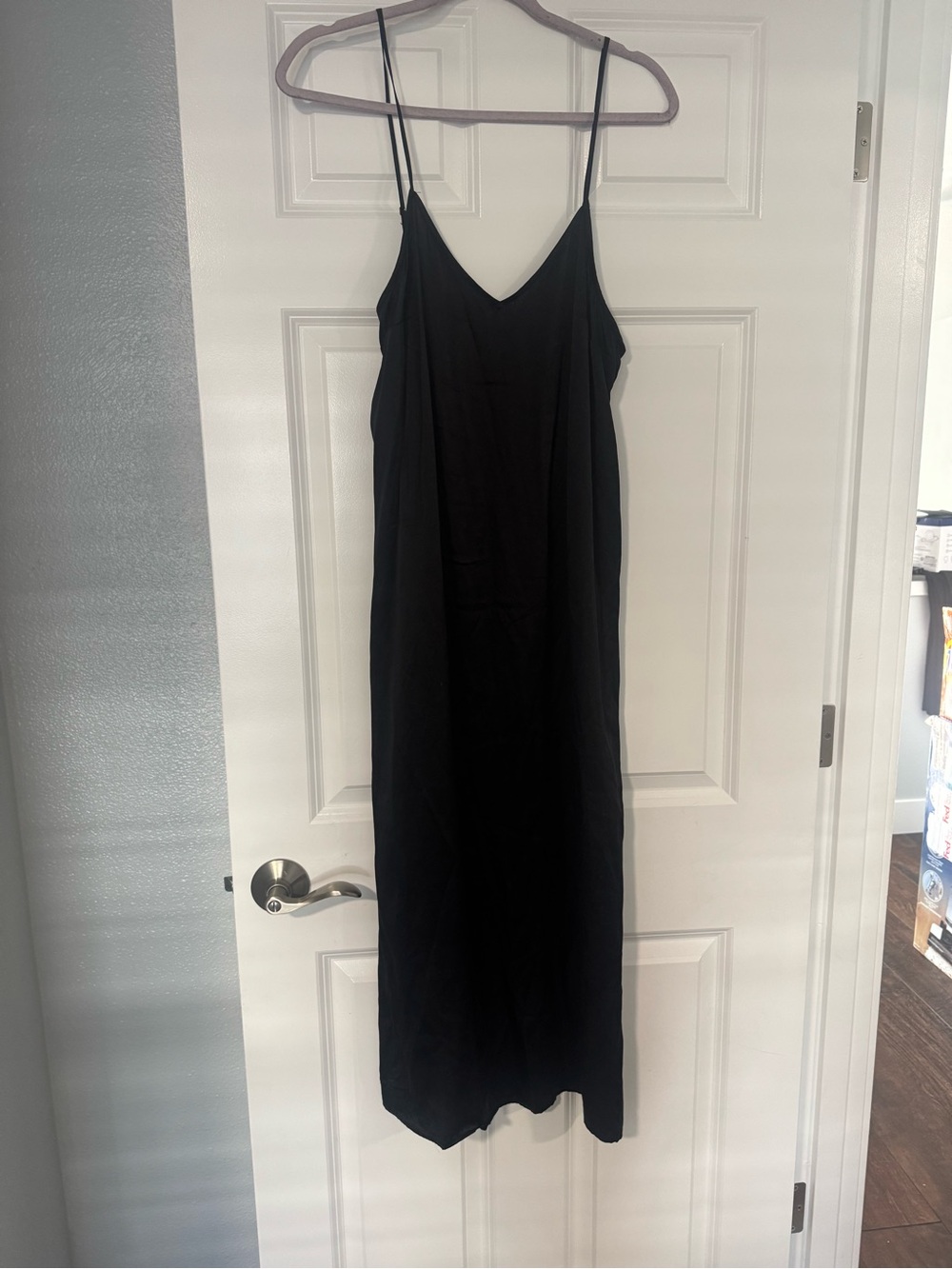 Nordstrom Black Slip Maxi Dress with Spaghetti Straps